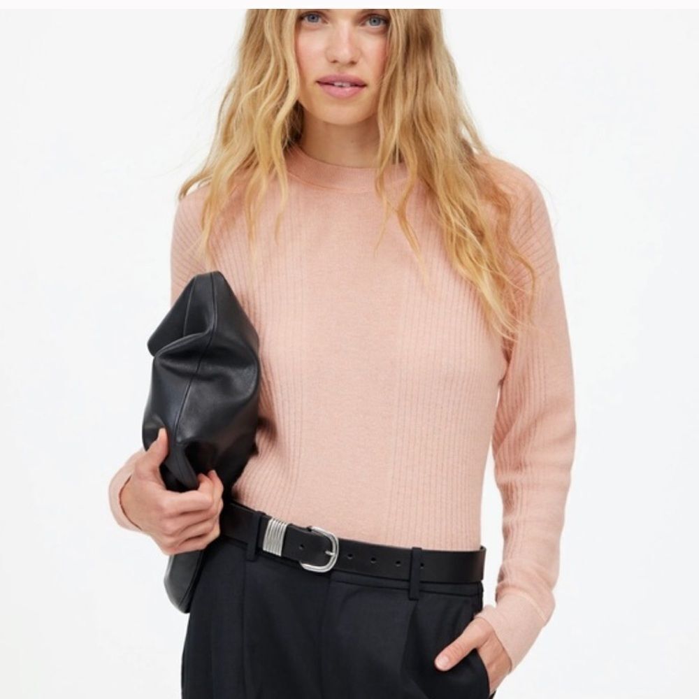 MADEWELL Ribbed Alpaca-Blend Crewneck Sweater Pink Size Small